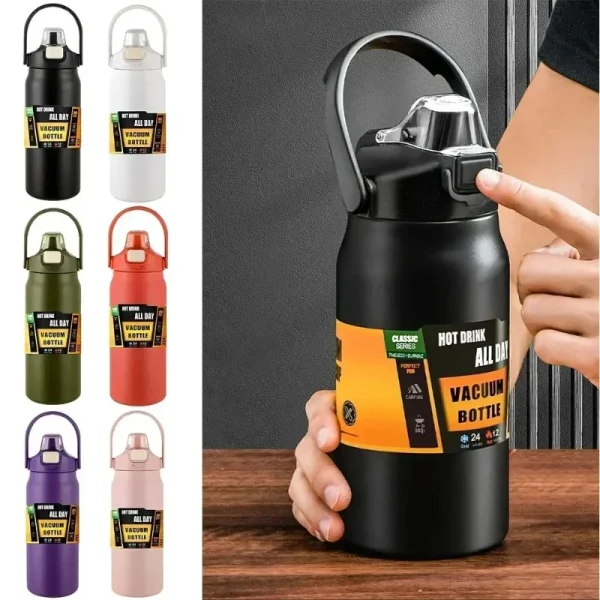 * 2025 Cold and Hot Thermos with with Straw 304 Stainless Steel Thermal Mug Tumbler Vacuum Flasks Coffee Cup Sports Water Bottle 6