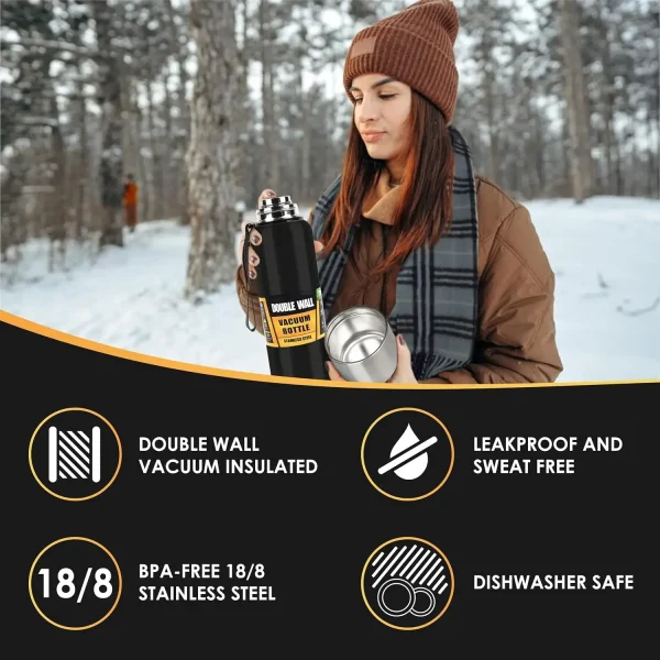 Vacuum Insulated Thermos Water Bottle Large Capacity 500/1000/1500ml Thermal Bottle 304 Stainless Steel Hot Cold Water Flask 5