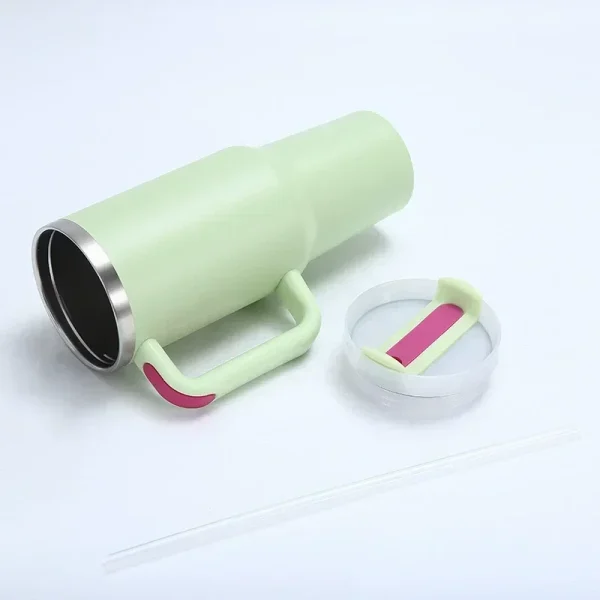30oz/40oz Thermos Coffee Cups with Handle Straw Car Mug Travel Cup Thermal Iced Vacuum Insulated Stainless Steel Water Bottles 2