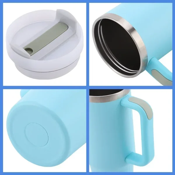 30oz/40oz Thermos Coffee Cups with Handle Straw Car Mug Travel Cup Thermal Iced Vacuum Insulated Stainless Steel Water Bottles 3