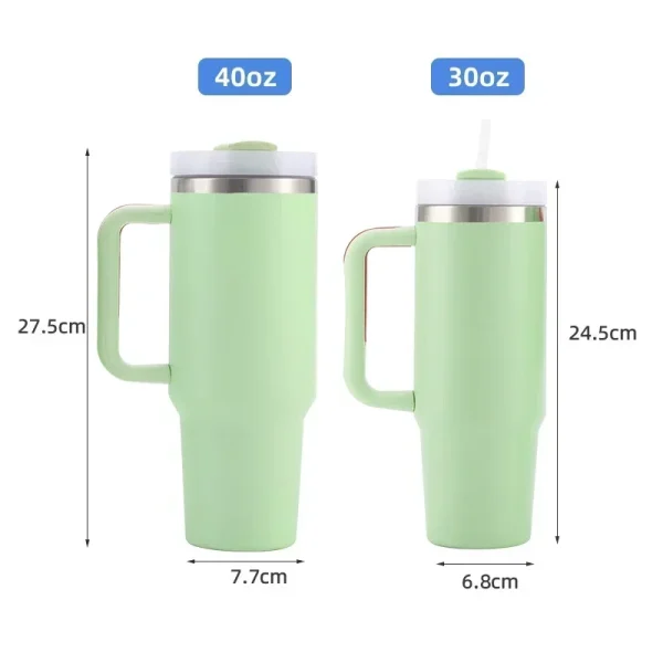 30oz/40oz Thermos Coffee Cups with Handle Straw Car Mug Travel Cup Thermal Iced Vacuum Insulated Stainless Steel Water Bottles 6