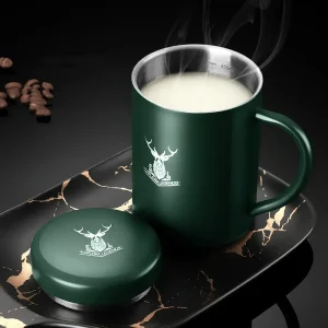 Thermal Mug with Lid 304 Stainless Steel Coffee Cup Home Office Double Wall Tumbler Anti-drop Keep Warm&cold Double Bottom Mug 1