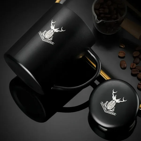 Thermal Mug with Lid 304 Stainless Steel Coffee Cup Home Office Double Wall Tumbler Anti-drop Keep Warm&cold Double Bottom Mug 2