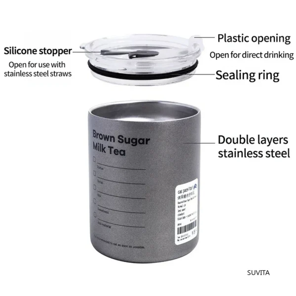 Double -layer Stainless Steel Coffee Cup Thermos Cooler Straw Cup Portable Reusable Ins Ice Coffee Mug Keep Cold Water Bottle 3