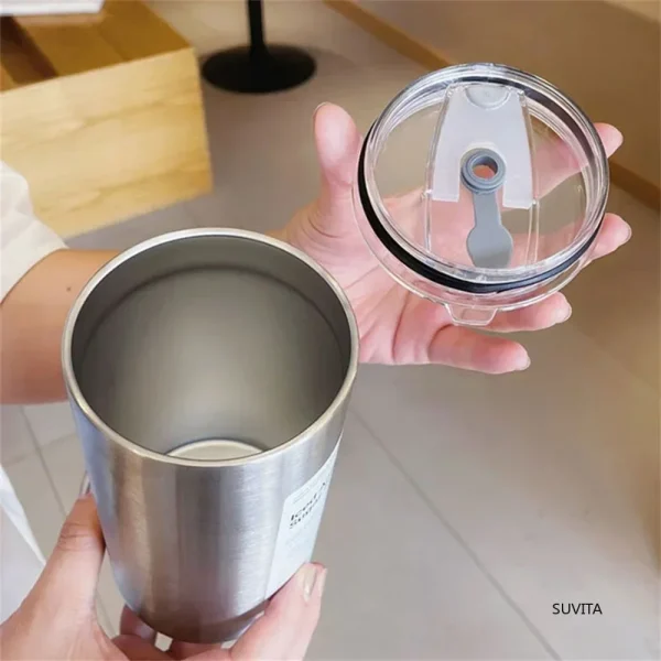 Double -layer Stainless Steel Coffee Cup Thermos Cooler Straw Cup Portable Reusable Ins Ice Coffee Mug Keep Cold Water Bottle 4