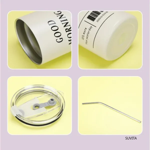 Double -layer Stainless Steel Coffee Cup Thermos Cooler Straw Cup Portable Reusable Ins Ice Coffee Mug Keep Cold Water Bottle 5