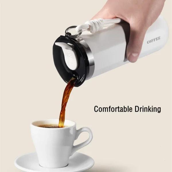 350ML/500ml Fashion Double Stainless Steel Coffee Mug With Rope Leak-Proof Coffee Tea Cold Drink Bottle Car Vacuum Flask 4