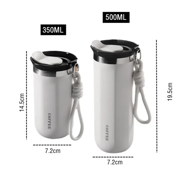 350ML/500ml Fashion Double Stainless Steel Coffee Mug With Rope Leak-Proof Coffee Tea Cold Drink Bottle Car Vacuum Flask 6