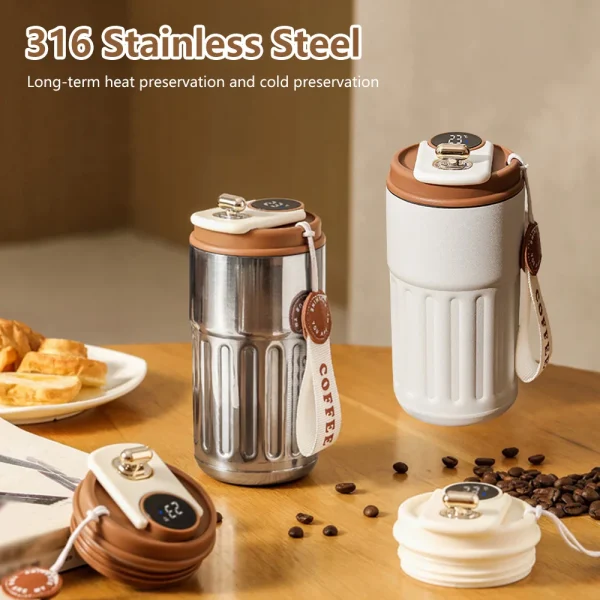 Smart Thermos Bottle LED Temperature Display Coffee Cup 316 Stainless Steel Tumbler Mug Portable Vacuum Flasks Thermoses 2