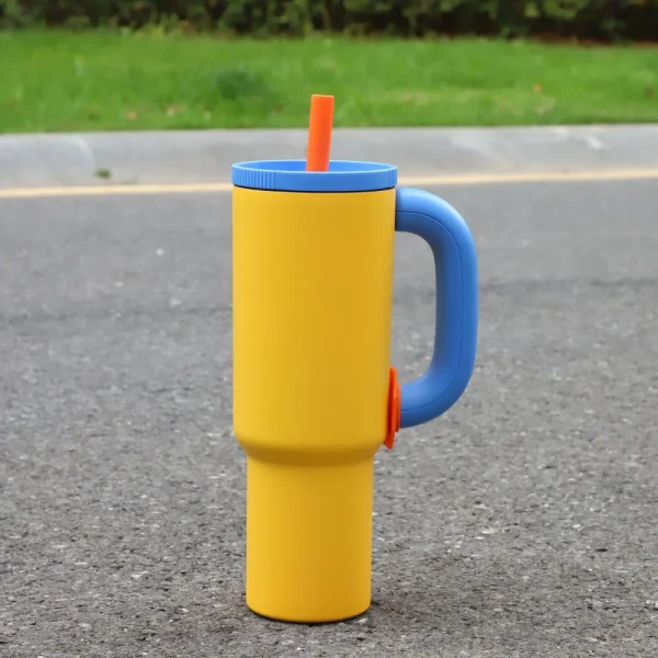 40oz 304 Stainless Steel Straw Insulated Ice Cup Large Capacity Thermal Mug Tumbler with Handle Stylish Insulated Coffee Cup 4