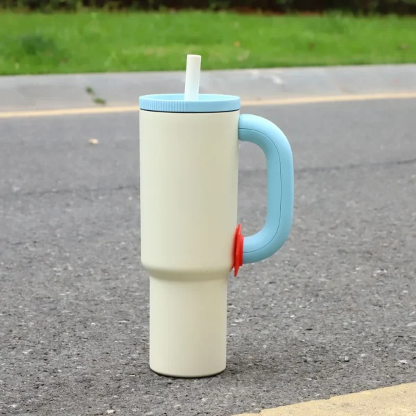 40oz 304 Stainless Steel Straw Insulated Ice Cup Large Capacity Thermal Mug Tumbler with Handle Stylish Insulated Coffee Cup 5