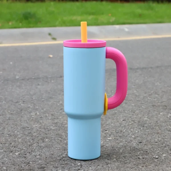 40oz 304 Stainless Steel Straw Insulated Ice Cup Large Capacity Thermal Mug Tumbler with Handle Stylish Insulated Coffee Cup 6
