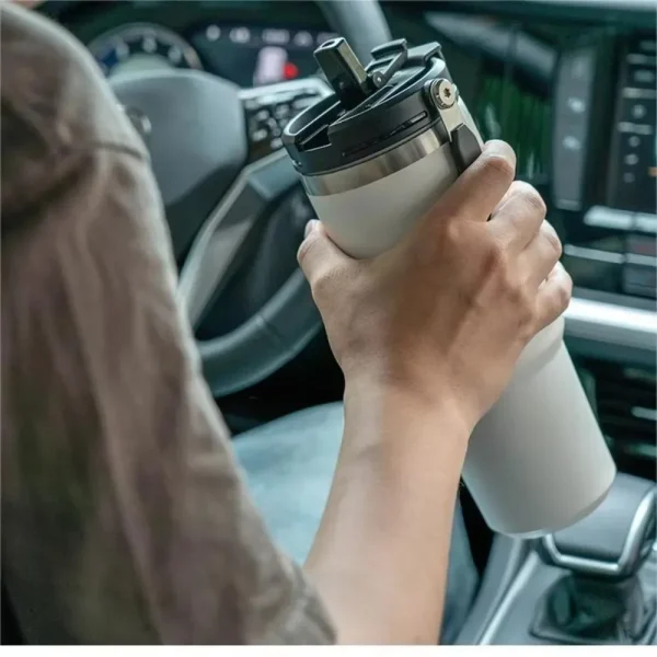 Tyeso Coffee Cup Thermos Bottle Stainless Steel 900ml Portable Car Cup Stainless Sports Water Bottle with Handle Cover Vacuum St 5
