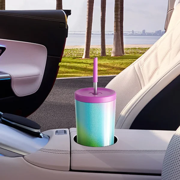 Meoky 24oz Tumbler with Straw Cold Insulated Coffee Cup Multicolor Stainless Steel Leak-Proof Portable Vacuum Car Mug Gift 5