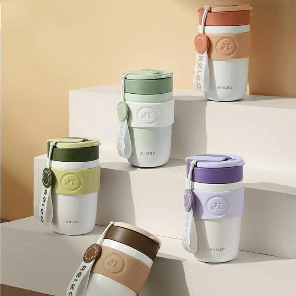 Xiaomi 400ml Stainless Steel Thermos Cup Portable Handle Cute Mug Girls Gift Leakproof Straw Water Cup Exquisite Coffee Mug 1