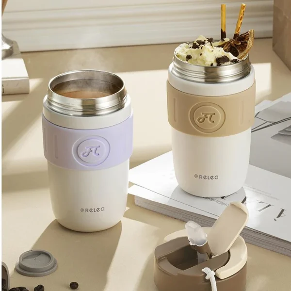 Xiaomi 400ml Stainless Steel Thermos Cup Portable Handle Cute Mug Girls Gift Leakproof Straw Water Cup Exquisite Coffee Mug 3