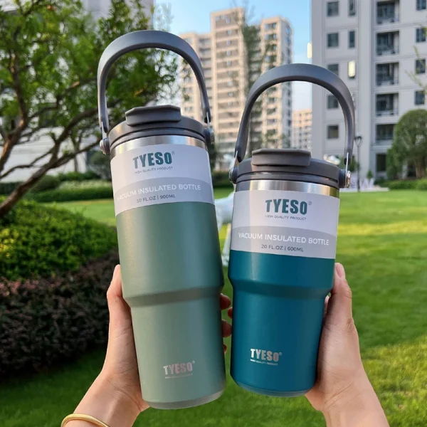 Tyeso 900ml 1200ml Tumbler with Coaster Coffee Cup Stainless Steel Vacuum Thermal Insulated Iced Mug Large Capacity 20 30 40 oz 2
