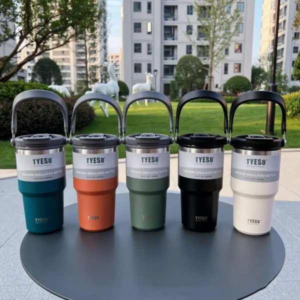 Tyeso 900ml 1200ml Tumbler with Coaster Coffee Cup Stainless Steel Vacuum Thermal Insulated Iced Mug Large Capacity 20 30 40 oz 5