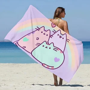 Beach Towel Microfiber Sand Free Quick Dry Soft Sandproof Pool Towels Gift for P-PUSHEEN Cat Women Travel Gym Shower Camping 1
