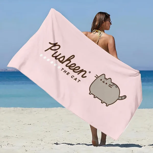 Beach Towel Microfiber Sand Free Quick Dry Soft Sandproof Pool Towels Gift for P-PUSHEEN Cat Women Travel Gym Shower Camping 4