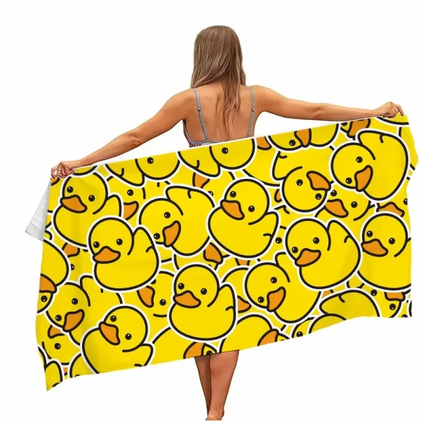 Extra Large Quick-drying Microfiber Beach Towel with Chic Duck Design - Super Absorbent, Lightweight and Stylish Beach Towel 1