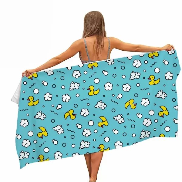 Extra Large Quick-drying Microfiber Beach Towel with Chic Duck Design - Super Absorbent, Lightweight and Stylish Beach Towel 4
