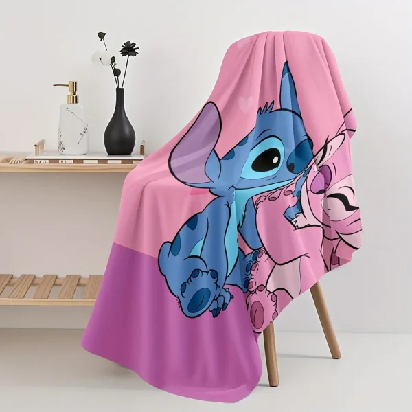 Lilo & Stitch Themed Pink Beach Towel: Cuddle Up with Stitch and Angel! Suitable for towels, bath towels, beach towels, gifts 3
