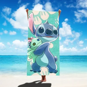 1 PC Stitch Cartoon Disney Collection Beach Towel - Super Absorbent, Quick Dry, Lightweight, Soft & Oversized Microfiber Beach 1