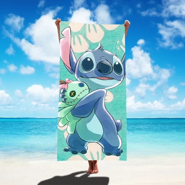 1 PC Stitch Cartoon Disney Collection Beach Towel - Super Absorbent, Quick Dry, Lightweight, Soft & Oversized Microfiber Beach 1
