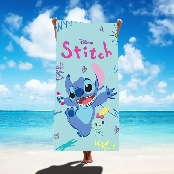 1 PC Stitch Cartoon Disney Collection Beach Towel - Super Absorbent, Quick Dry, Lightweight, Soft & Oversized Microfiber Beach 2