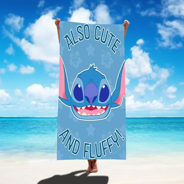 1 PC Stitch Cartoon Disney Collection Beach Towel - Super Absorbent, Quick Dry, Lightweight, Soft & Oversized Microfiber Beach 4