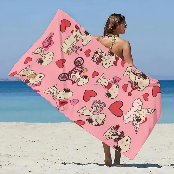 Cartoon Dog Snoopies Beach Towel Microfiber Sand Free Quick Dry Sandproof Pool Towels Gift for Women Travel Gym Shower Camping 3