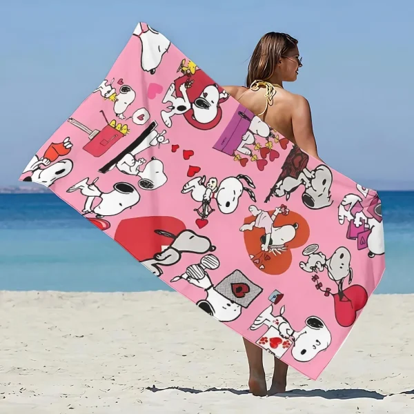 Cartoon Dog Snoopies Beach Towel Microfiber Sand Free Quick Dry Sandproof Pool Towels Gift for Women Travel Gym Shower Camping 5