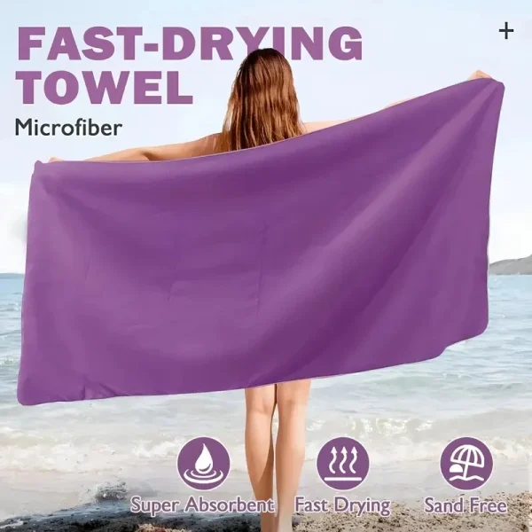 Quick-Dry Microfiber Travel Towel for Camping, Beach,BackpackingHiking and Sports - Lightweight and Absorbent 2