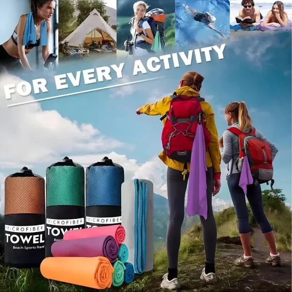 Quick-Dry Microfiber Travel Towel for Camping, Beach,BackpackingHiking and Sports - Lightweight and Absorbent 6