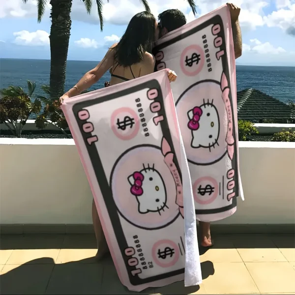 Hello Kitty Money-Themed Beach Towel: 100% Fun in the Sun!, Towels, holiday party decorations, gifts 2