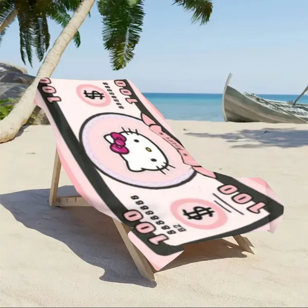 Hello Kitty Money-Themed Beach Towel: 100% Fun in the Sun!, Towels, holiday party decorations, gifts 3