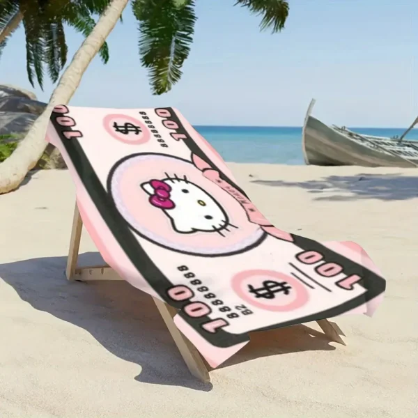 Hello Kitty Money-Themed Beach Towel: 100% Fun in the Sun!, Towels, holiday party decorations, gifts 5
