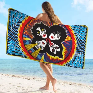 Kiss Band Towel Microfiber Beach Towel Absorbent Quick dry Soft Yoga Swimming Resort Mountain Climbing Comfortable Beach Towel 1