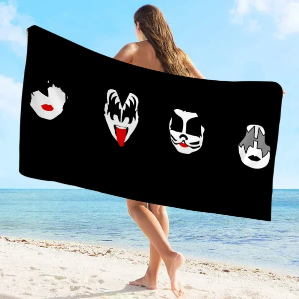 Kiss Band Towel Microfiber Beach Towel Absorbent Quick dry Soft Yoga Swimming Resort Mountain Climbing Comfortable Beach Towel 2