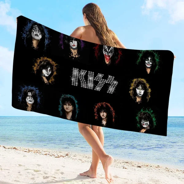 Kiss Band Towel Microfiber Beach Towel Absorbent Quick dry Soft Yoga Swimming Resort Mountain Climbing Comfortable Beach Towel 3