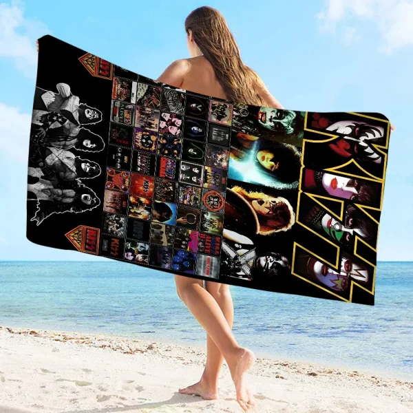 Kiss Band Towel Microfiber Beach Towel Absorbent Quick dry Soft Yoga Swimming Resort Mountain Climbing Comfortable Beach Towel 4