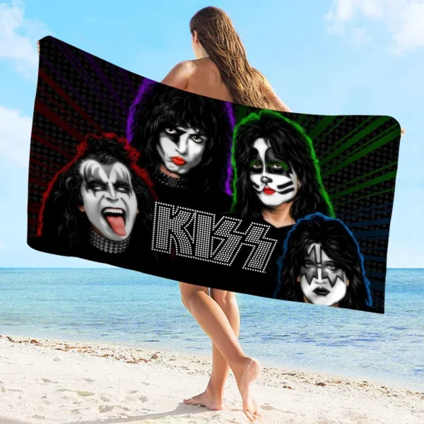 Kiss Band Towel Microfiber Beach Towel Absorbent Quick dry Soft Yoga Swimming Resort Mountain Climbing Comfortable Beach Towel 6