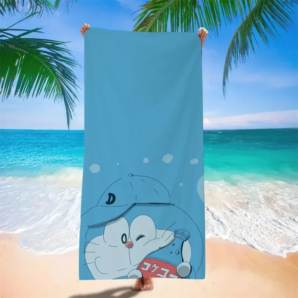 Doraemon Beach Towel Cartoon Cute Printed Bath Towel Microfiber Robotic Cat Swimming Quick Dry Comfortable Soft Beach Towel 2