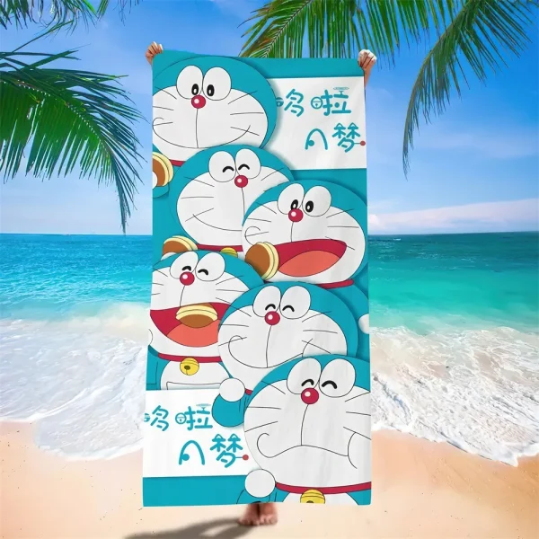Doraemon Beach Towel Cartoon Cute Printed Bath Towel Microfiber Robotic Cat Swimming Quick Dry Comfortable Soft Beach Towel 3
