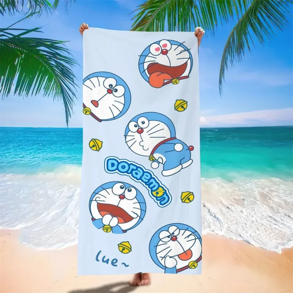 Doraemon Beach Towel Cartoon Cute Printed Bath Towel Microfiber Robotic Cat Swimming Quick Dry Comfortable Soft Beach Towel 4