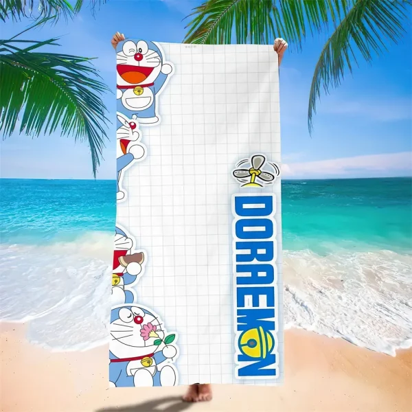 Doraemon Beach Towel Cartoon Cute Printed Bath Towel Microfiber Robotic Cat Swimming Quick Dry Comfortable Soft Beach Towel 5