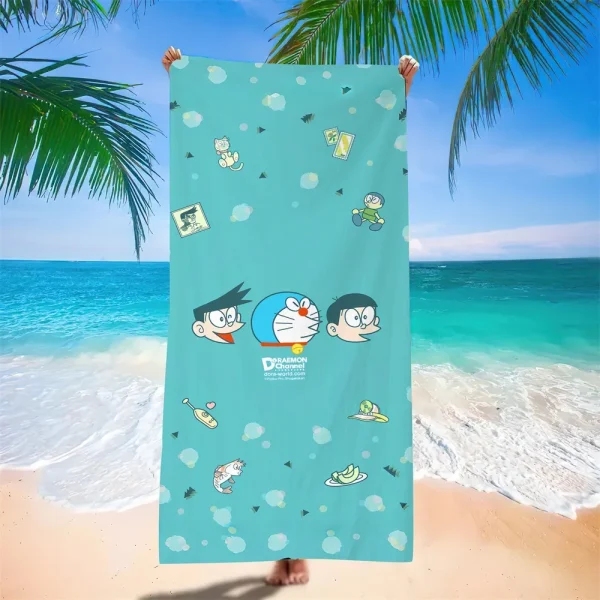 Doraemon Beach Towel Cartoon Cute Printed Bath Towel Microfiber Robotic Cat Swimming Quick Dry Comfortable Soft Beach Towel 6