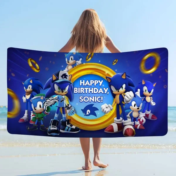 Classic Character Hit Movie Sonic Microfiber Beach Towel Absorbent Quick Dry Soft Yoga Swimming Resort Mountain Climbing Towel 1