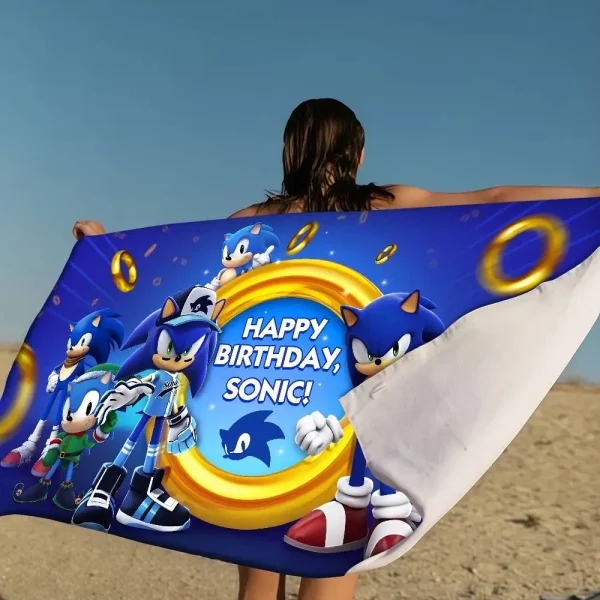 Classic Character Hit Movie Sonic Microfiber Beach Towel Absorbent Quick Dry Soft Yoga Swimming Resort Mountain Climbing Towel 2
